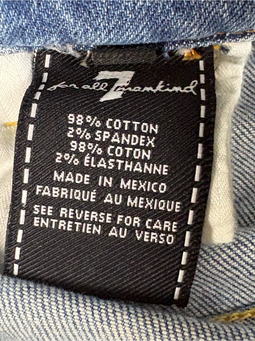 7 For All Mankind Allovers light blue denim jeans with gold stitching - Picture 9 of 12